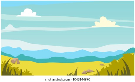 simple landscape background with sky and grass. vector illustration