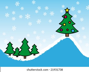 Simple landscape with Christmas trees