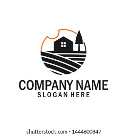 simple landscape field logo design