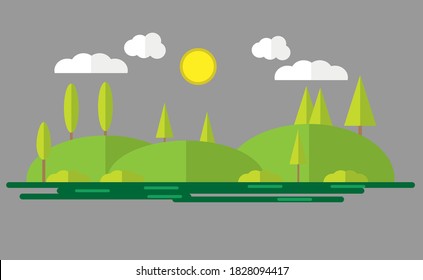 Simple landscape flat design. forrest background