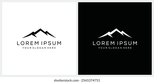 Simple Landscape Hills, Mountain Peaks logo design vector template