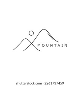 simple landscape line drawing of a mountain logo