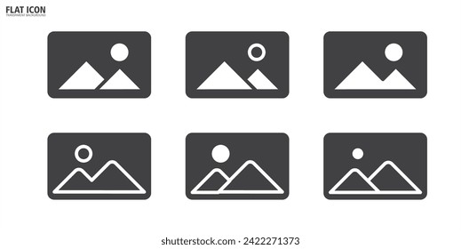 Simple Landscape photo image icon set. Simple set of gallery icon vector illustration. Picture vector icon set in transparent background. Gallery, image, picture symbol, photo signs.