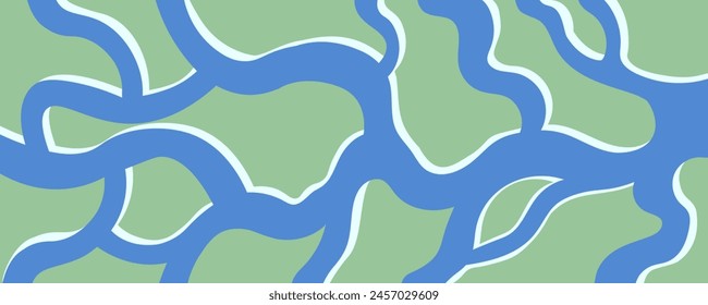 simple landscape river flow roads top view in vector.atmospheric view in flat style.template for background wallpaper banner
