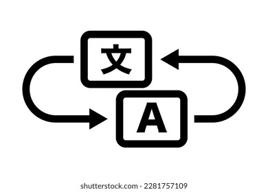 Icono de traducción de lenguaje simple. Traducción al extranjero. Vector.