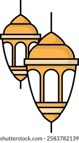 simple lantern icon illustration design with ramadan color theme
