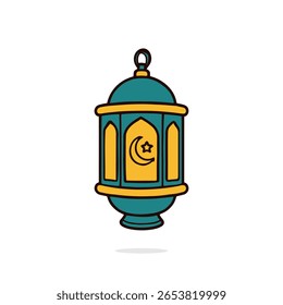 Simple lantern illustration with a crescent moon design.