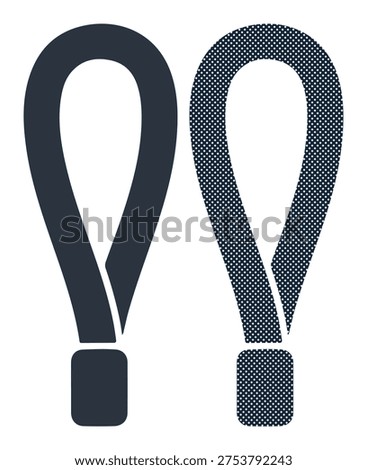 Simple lanyard neck strap symbol, plain and patterned versions, professional badge accessory