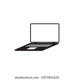 Simple laptop computer icon black on white background.