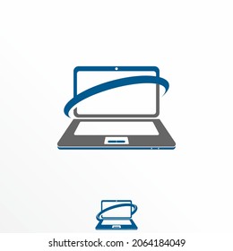 simple Laptop and cutting Holding image graphic icon logo design abstract concept vector stock. Can be used as a symbol related to tech or computer.