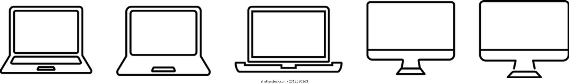 Simple Laptop and Desktop Icon Set