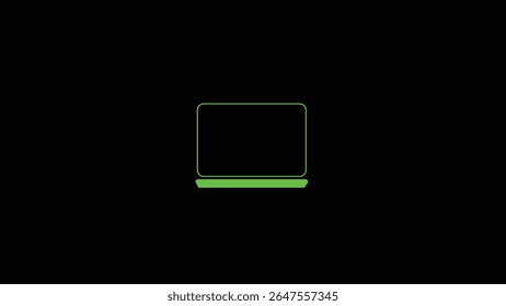 Simple laptop icon, laptop computer icon, laptop device icon, computer vector symbol on black background.
