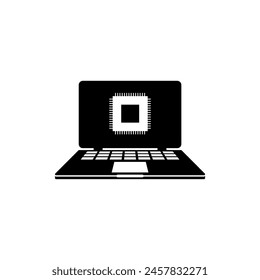 Simple laptop icon with cpu icon vector.