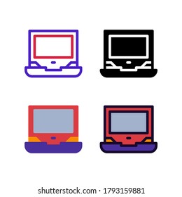 simple laptop icon design in line, solid, flat and filled lined style for playing game assets icon, website, app and ui design. laptop gaming vector illustration in white background.