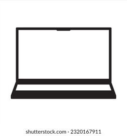 Simple laptop icon line vector, device icon vector ,Laptop icon isolated. Notebook screen template on white background.