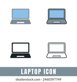 Iconos simples del ordenador portátil en diversos diseños Vector conjunto