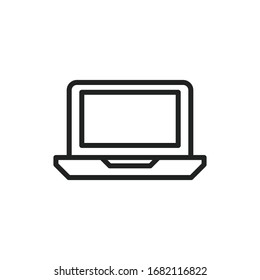 Simple laptop line icon. Stroke pictogram. Vector illustration isolated on a white background. Premium quality symbol. Vector sign for mobile app and web sites.