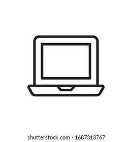 Simple Laptop Line Icon. Stroke Pictogram. Vector Illustration Isolated On A White Background. Premium Quality Symbol. Vector Sign For Mobile App And Web Sites.