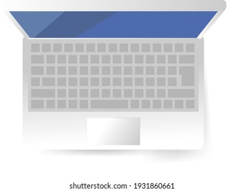 A simple laptop seen from directly above