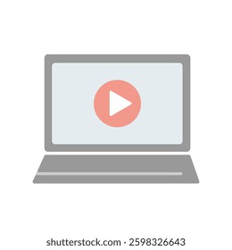 Simple laptop video playback illustration material
