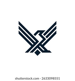 simple of large bird preparing to fly logo vector