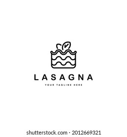 Simple lasagna monoline logo design template vector illustration
