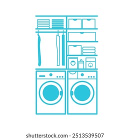 Simple Laundry Room storage. Isolated on white background.