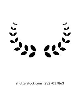 Simple laurel wreath glyph icon vector. Reward and achievement symbol stock illustration. Youth sport wreath glyph icon for web or game interface. Prize for championship.