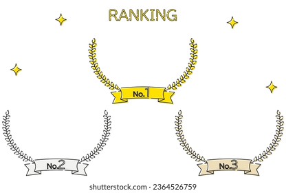 Simple laurel wreath and label ranking icon set, 1st-3rd place, Vector Illustration