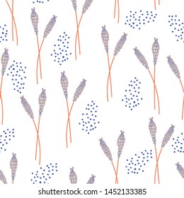 simple lavender flowers vector seamless pattern with white background. Great for wallpaper,backgrounds,gifts,surface pattern design,packaging design projects, stationary,fabric