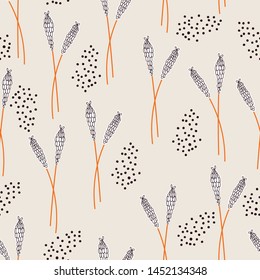 simple lavender flowers vector seamless pattern with cream background. Great for wallpaper,backgrounds,gifts,surface pattern design,packaging design projects, stationary,fabric