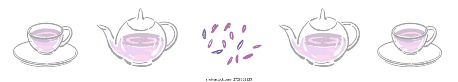 Línea de divisor de olla de té de lavanda simple