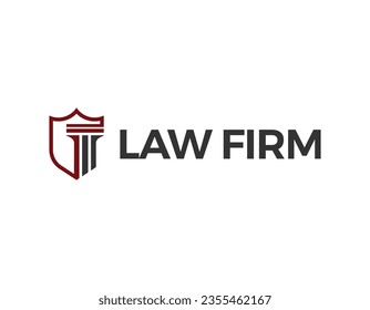 Simple Law Firm Shield Shape Business Logo Design Template