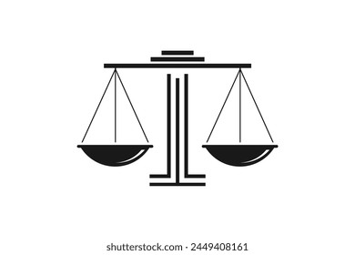 Simple law icon with scales. Law firm icon, law office. Premium Vector