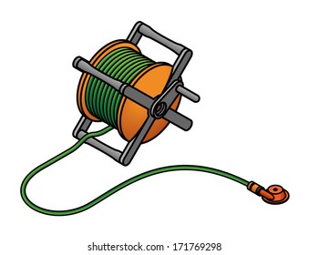 A simple lawn sprinkler attached to garden hose reel.