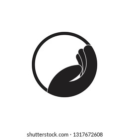 simple lay hand circle geometric care symbol vector