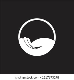 simple lay hand circle geometric care symbol vector