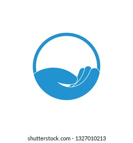 simple lay hand circle geometric care symbol vector