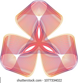 Simple layered ribbon guilloche rosette with salmon pink and purple color palette.