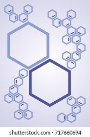 Simple layout made from cells looks familiar to a chemical bond. Two solid colors and delicate gradient in the background. Well arranged composition.