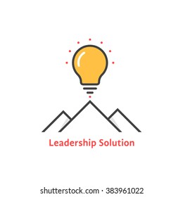 simple leadership solution logo. concept of lamp, brainstorm, tourism, mission, strategy, ray, victory, briefing. flat style trend modern leadership logo design vector illustration on white background