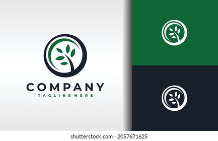 simple leaf branch circle logo