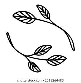 Simple leaf branch hand-drawn doodle element 
