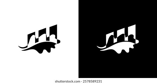 simple leaf and chart logo vector
