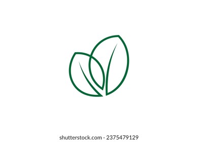 Simple leaf continuous line logo design