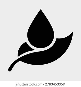 Simple leaf and droplet icon vector illustration