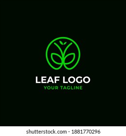 Hoja simple, eco, jardín, botánica, logotipo natural Vector Premium