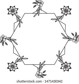 Simple leaf flower frame, with place for your text. Vector