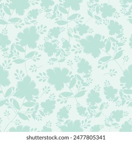 Simple leaf and flower pattern background for spring, with leaf and floral drawing.