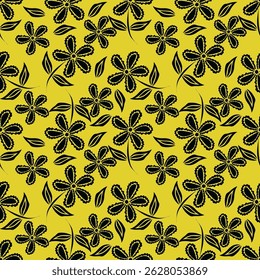 Simple leaf and flower pattern background for spring, with leaf and floral drawing